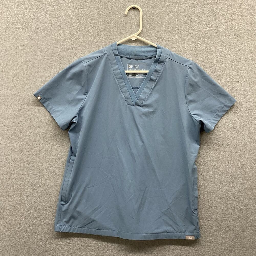 FIGS Mira FORMx Ribbed V-Neck Scrub Top Women’s Medium Ceil Blue Gray M Uniform
